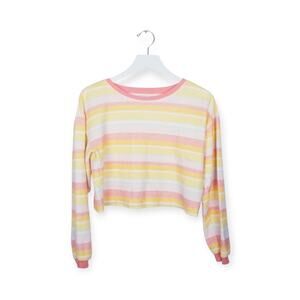 HAUTE HIPPIE STYLE Sweatshirt Reverse French Terry Pastels Crop - Size M